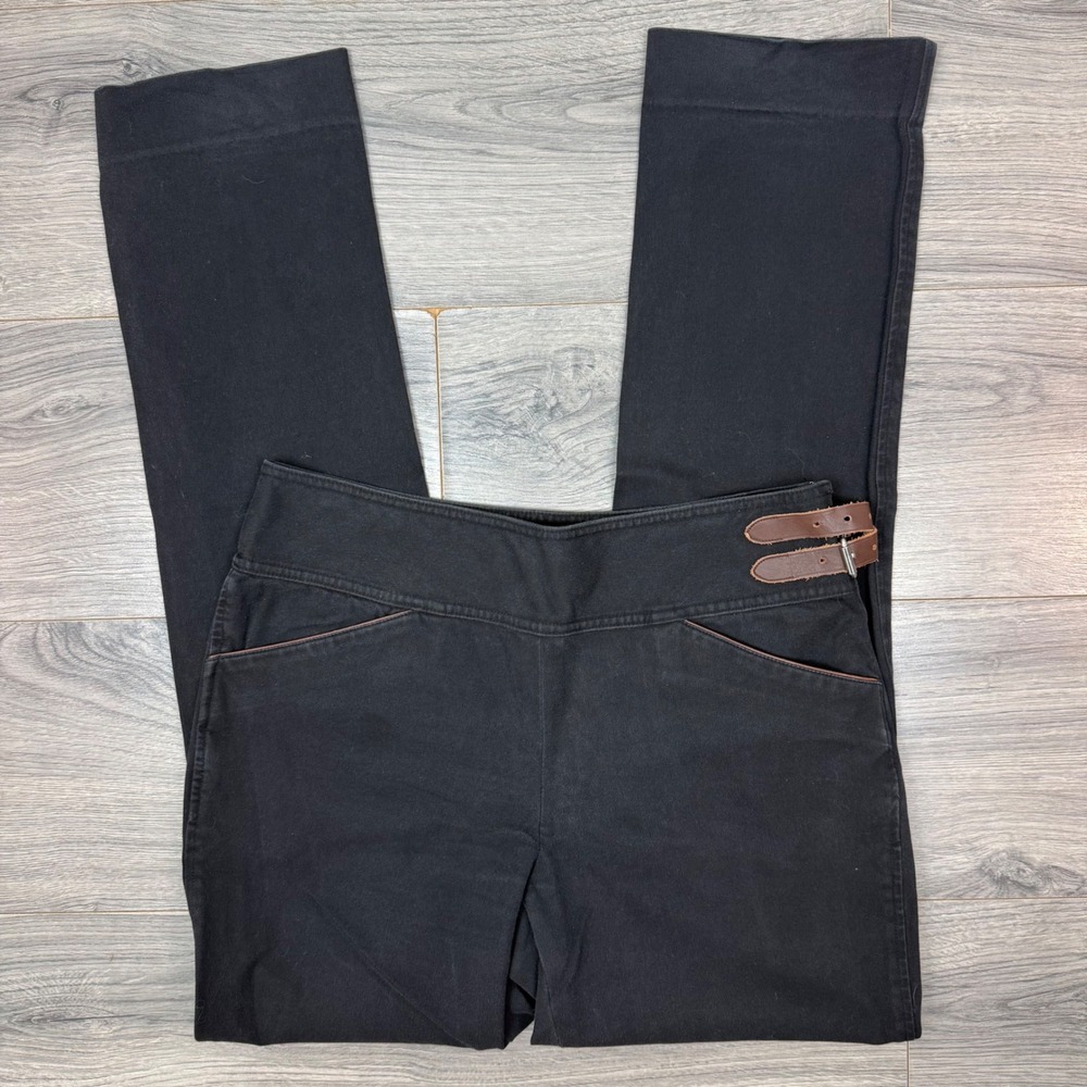 Vtg LRL Ralph Lauren Green Tag Black Equestrian Buckle Straight Leg Pants Size 4